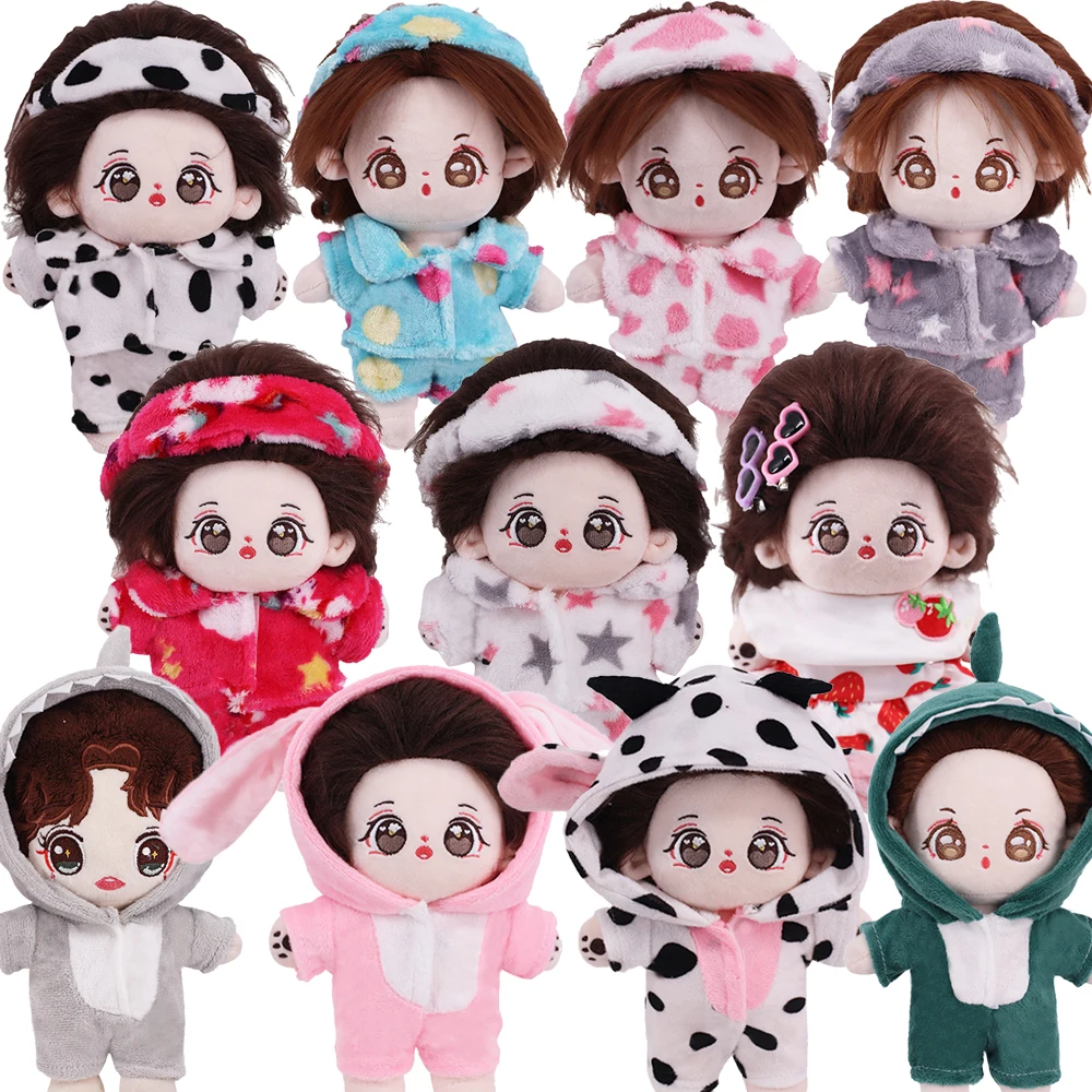 One-piece Garment For 20cm Korea Kpop Doll Clothes Kawaii Animals Dress Plush Star Pajama Eye Mask Idol Dolls Accessories,Gifts