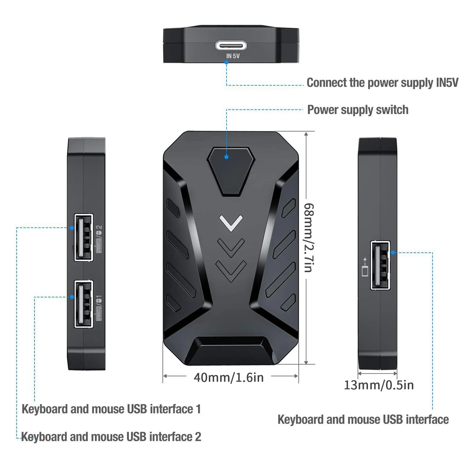 Gaming Keyboard Mouse Converter Adapter Mobile Game Accessory for Android / HarmonyOS / Xiaomi Systerm Gaming Equipment