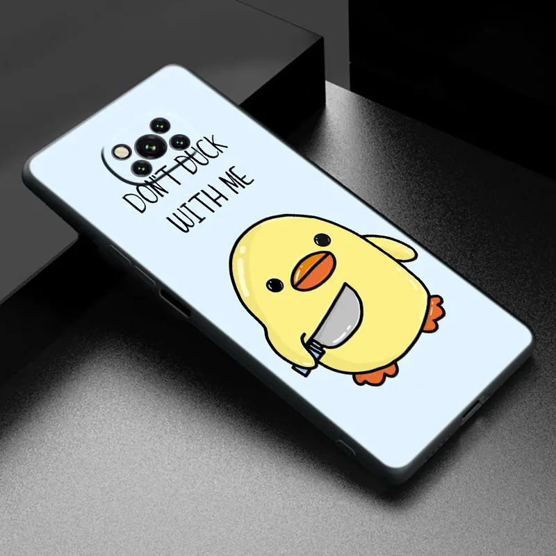 Cartoon Doubt Duck Black Phone Case For Xiaomi Mi POCO M6 Pro F5 X5 X4 X3 NFC M5S M3 M4 Pro 5G F3 F4 GT F1 F2 Cartoon Cover