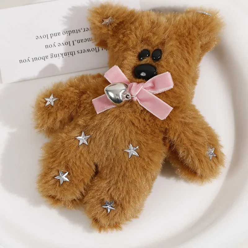 لطيف القوس - دب ربطة عنق الدب القطيفة دبوس الشعر الدب الناعم للفتيات الديكور التصميم الإبداعي دبوس الشعر المستخدمة للحياة اليومية