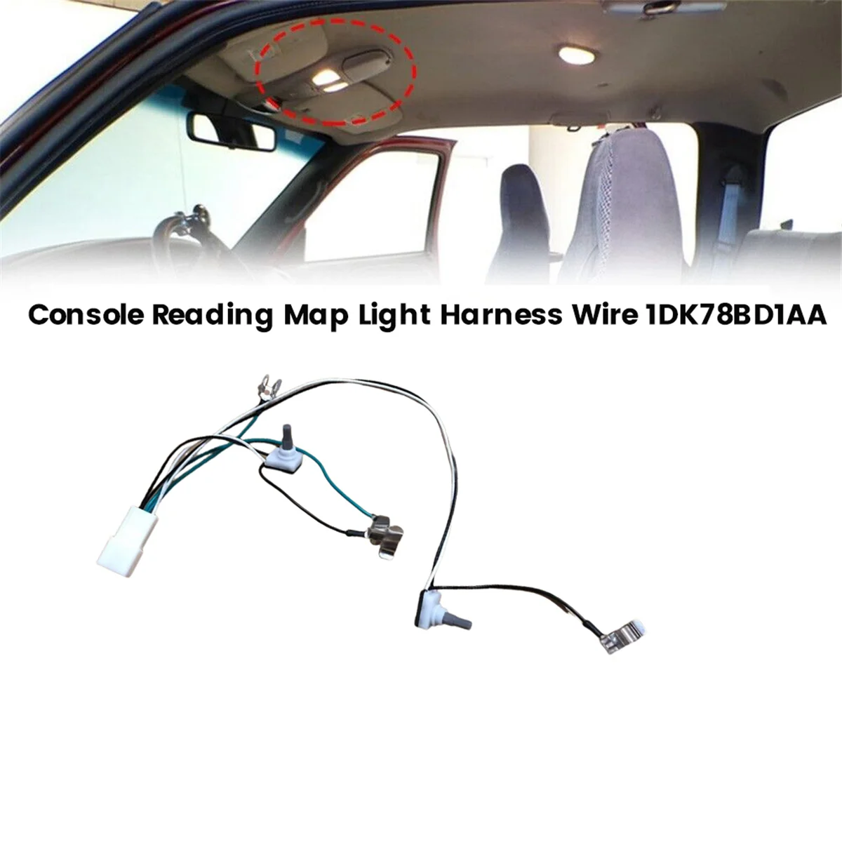 Car Overhead Console Map Light Harness 1DK78BD1AA for Dodge Ram 1500 2500 3500 2002-2010 Reading Lamp Wire