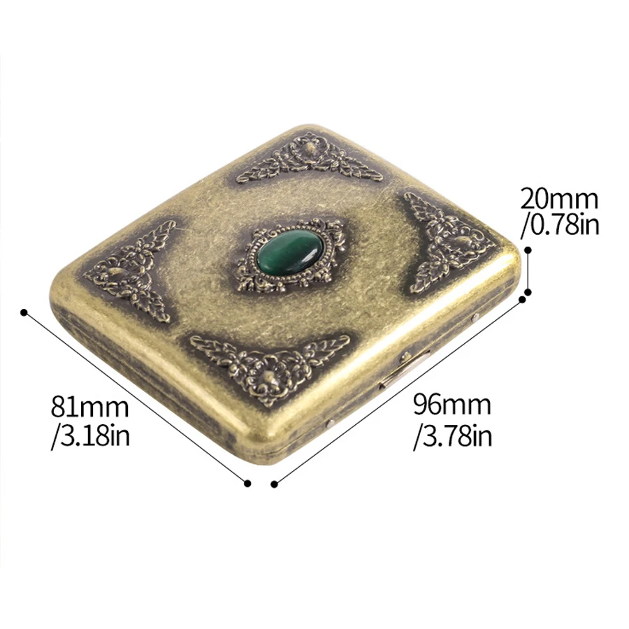 1pcs Bronze Colour Vintage Metal Cigarette Case 20 Cigarettes Box Stainless Steel Men's Gift Pocket Cigar Pack