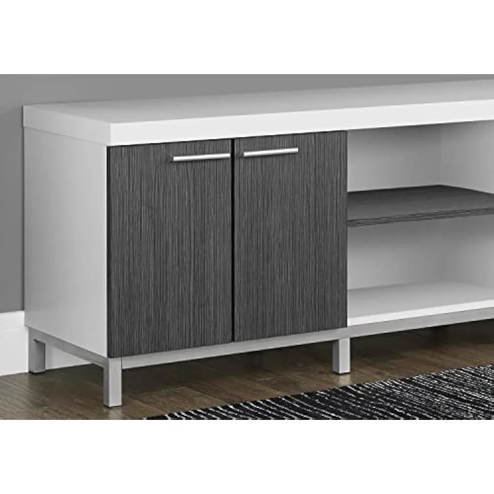 White/Grey Hollow-Core TV Console, 60-Inch cabinet  furniture