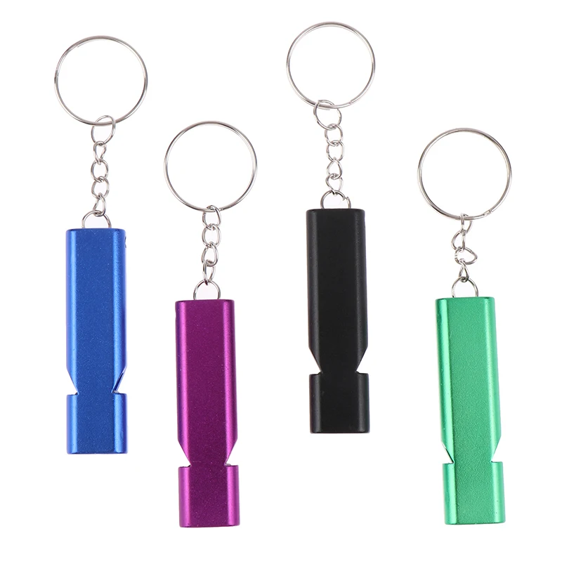 Dual-tube Survival Whistle Portable Keychains Waterproof Aluminum Alloy For Outdoor Hiking Camping Survival Emergency Keychains