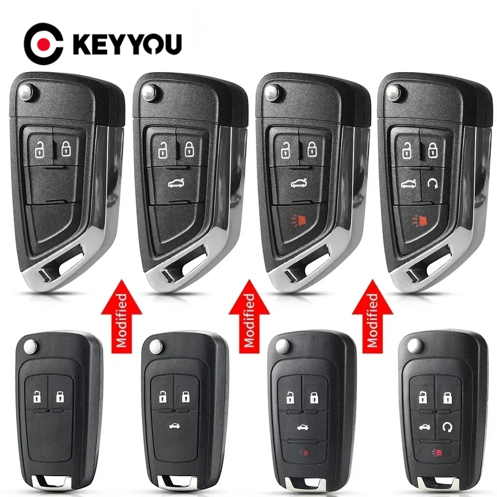 KEYYOU para Chevrolet Cruze para OPEL Insignia Astra Zafira Mokka Agila Corsa Meriva Signum Tigra Mando Fob carcasa de llave de coche modificada