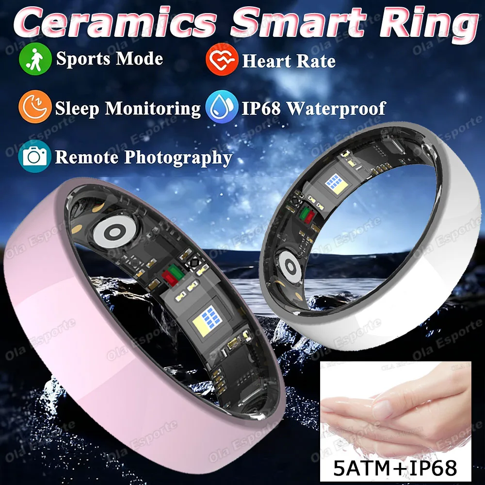 2026 Ceramic Smart Rings Remote Control Heart Rate/Blood Oxygen/Sleep Health Monitoring Sports IP68&5ATM Waterproof Smartring