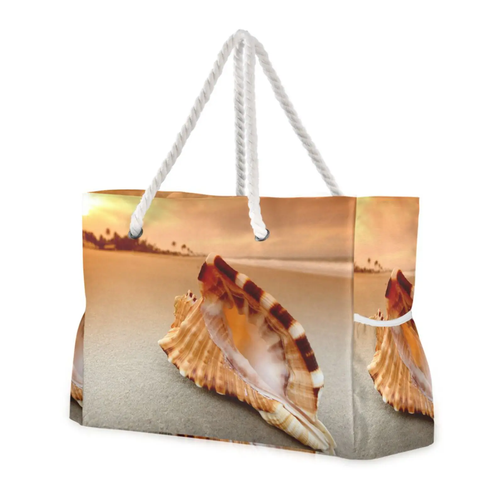 Large Beach Bags for Women Conch print Beach Tote Bags with Zip Rope Handle Summer Beach Bags Holiday Essentials Travel Bag New