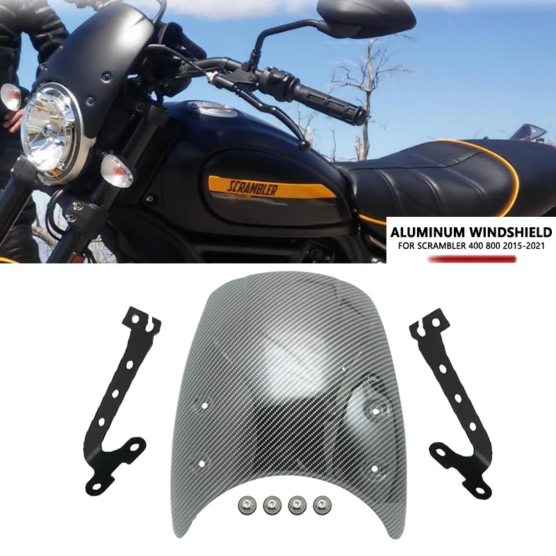 

Carbon look Windscreen Windshield Fly Screen Shield Wind Deflector with Holder fit For DUCATI Scrambler 400 800 2015-2023 2022