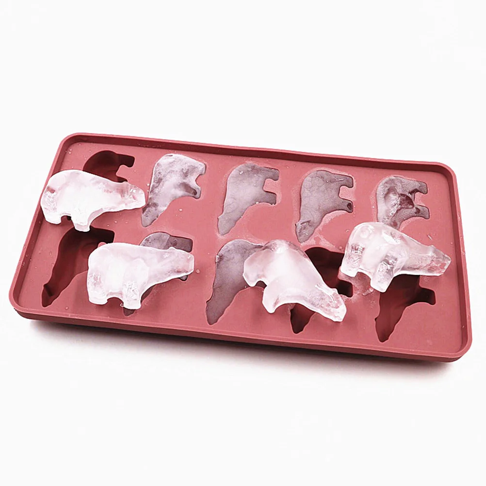 

10-Grid Silicone Ice Cube Mold Polar Bear Shape Kitchen Tool DIY Ice Cream Mold Chocolate Jelly Candy Tray Pink