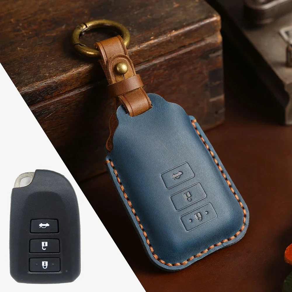 1pc Genuine Leather Car Remote Key Cover Case Keychain Holder For Toyota Vios Yaris Sienta Spade Hiace 200 Series Port MPV Car