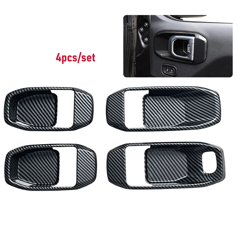 

For 2024-2018 Wrangler JL JLU Gladiator JT Interior Door Bowl Decoration Frame, Fully Wrapped Interior Handle Decoration Sticker