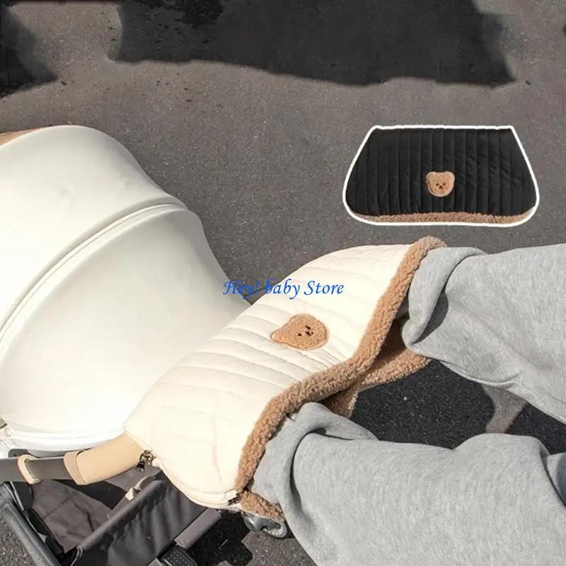 

Q1FE Soft Fleece Lined Strollers Gloves for Parents, Wear Resistant and Windproof Baby Pram Cart Hand Muffs Warm Mittens