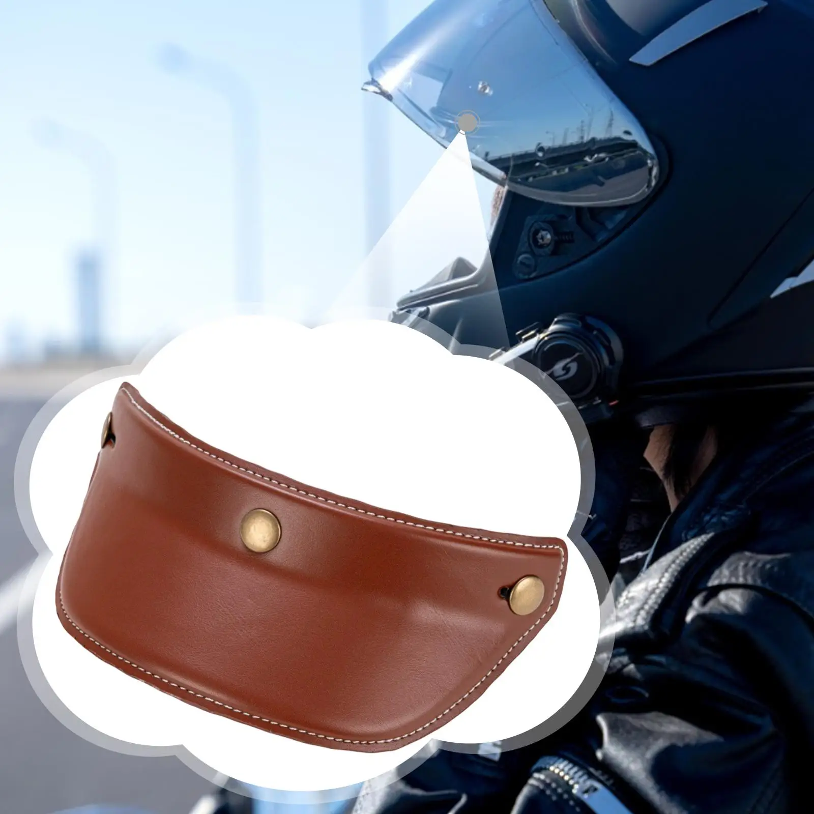 

Helmet Visor Replacement Part Three Snap Button PU Leather High Strength for Half Helmet