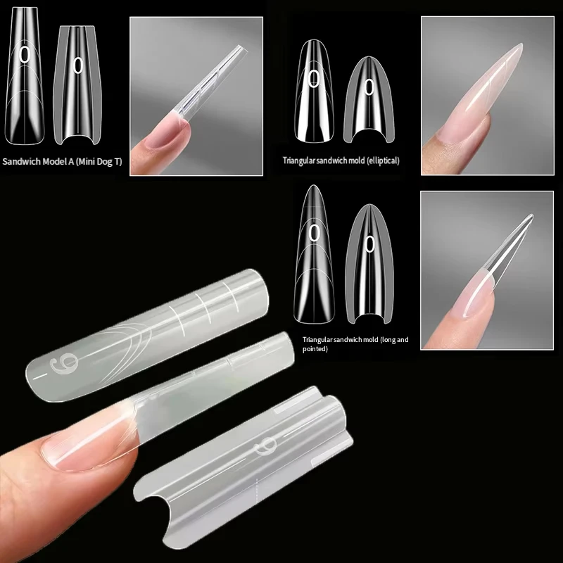 240 Pc Sandwich Dual Nagel Formen Für Verlängerung 15 größe Sarg Mandel Nagel Form Recycle Schnell Verlängern Maniküre Top form Untere Form