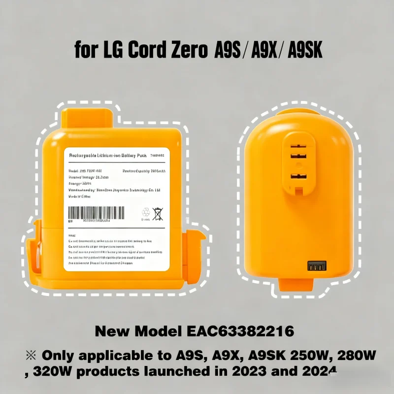 

Long-Lasting 5000mAh Replacement Battery for LG CordZero A9S A9X, 2024 Upgrade Li-ion Battery Pack for Cordless Vacuum Cleaner