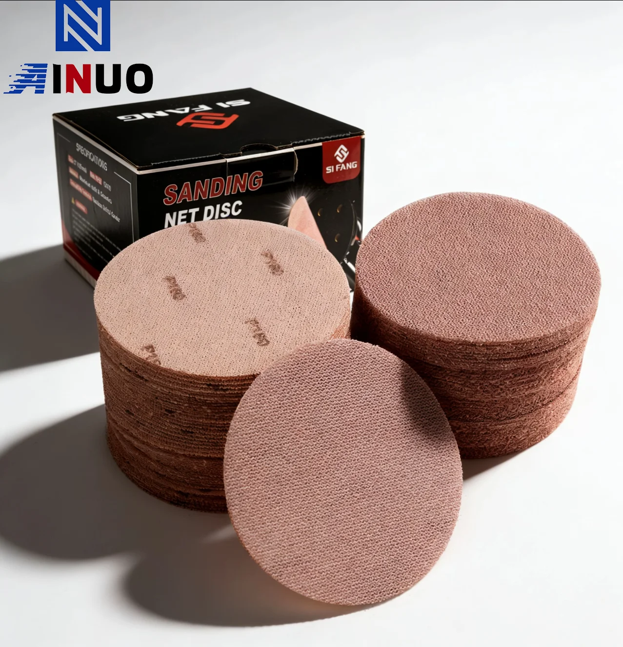 5 بوصة شبكة الرملي أقراص هوك وحلقة جلخ الغبار الحرة القرص مكافحة حجب صافي الصنفرة ورقة للجسم السيارات الخشب دريوال المعادن
