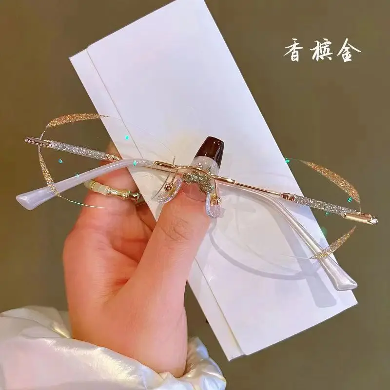 

New Fashionable Diamond Edge Reading Glasses Metal Frame Anti Blue Light High Definition Super Light Far Sighted Glasses Очки