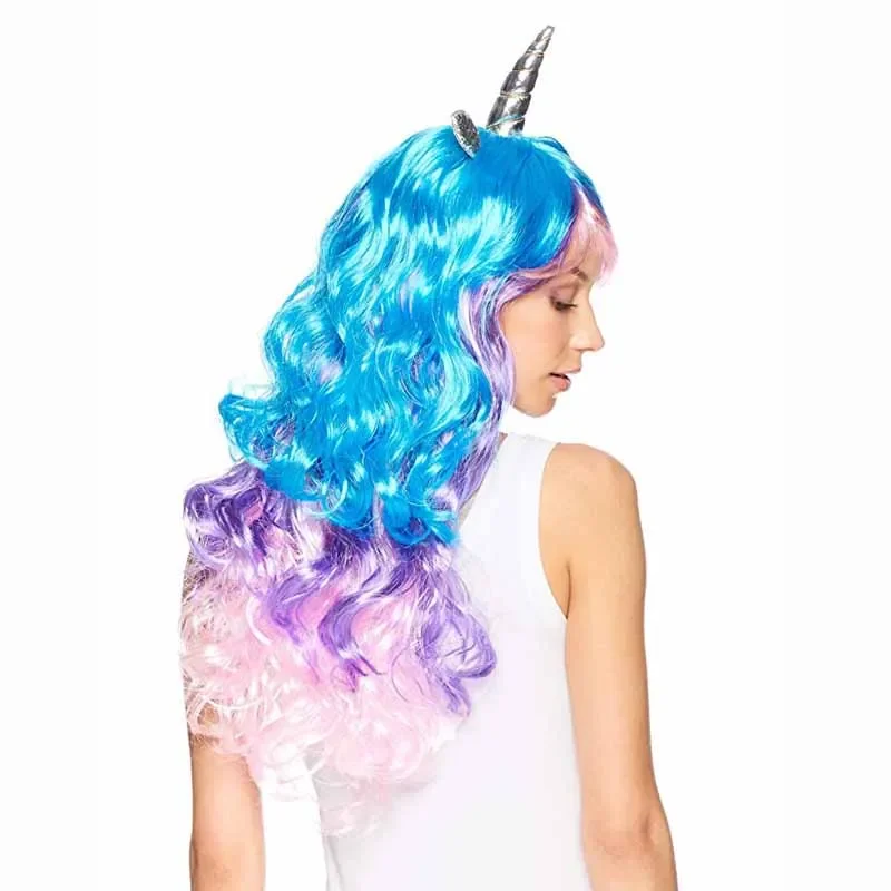 Cosplay Wig Headband Halloween Costumes kid adult Unicorn theme birthday New Year Masquerade dress up Christmas Decoration gift