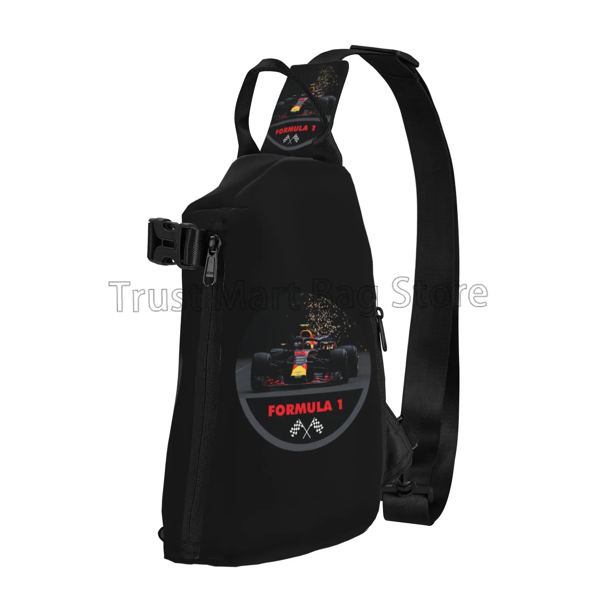 F1 Car Racing Chest Bags for Men Graphic Design Shoulder Bag Casual Crossbody Backpack Travel Sports Hiking Cycling Sling Bag