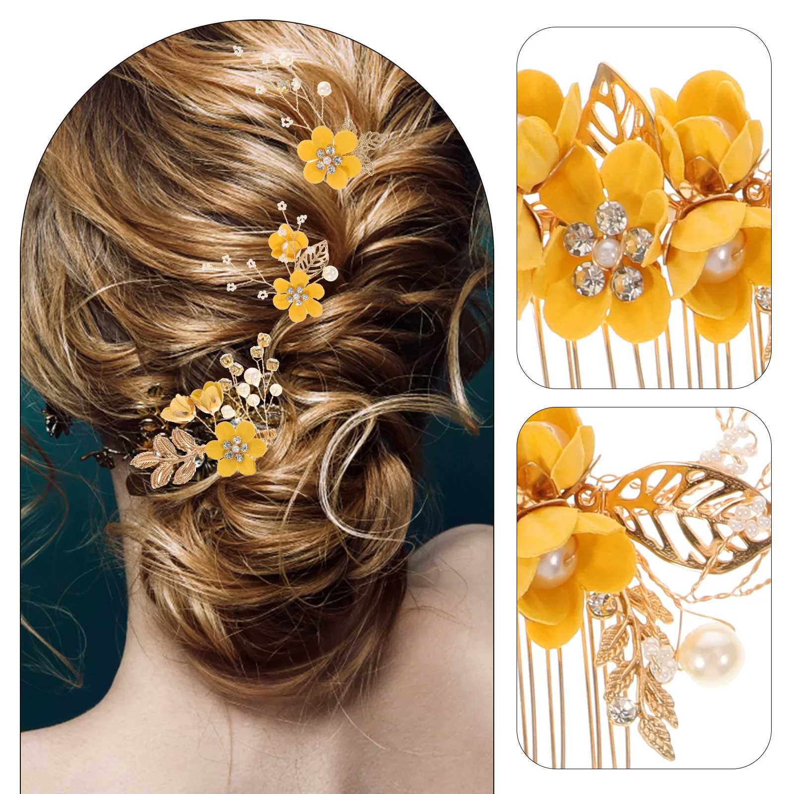 

1 set 1 Set Elegant Flower Hair Comb Wedding Bridal Hairpin Decorative Accessories Bridal Headdress Party Headpiece Women'S Hair