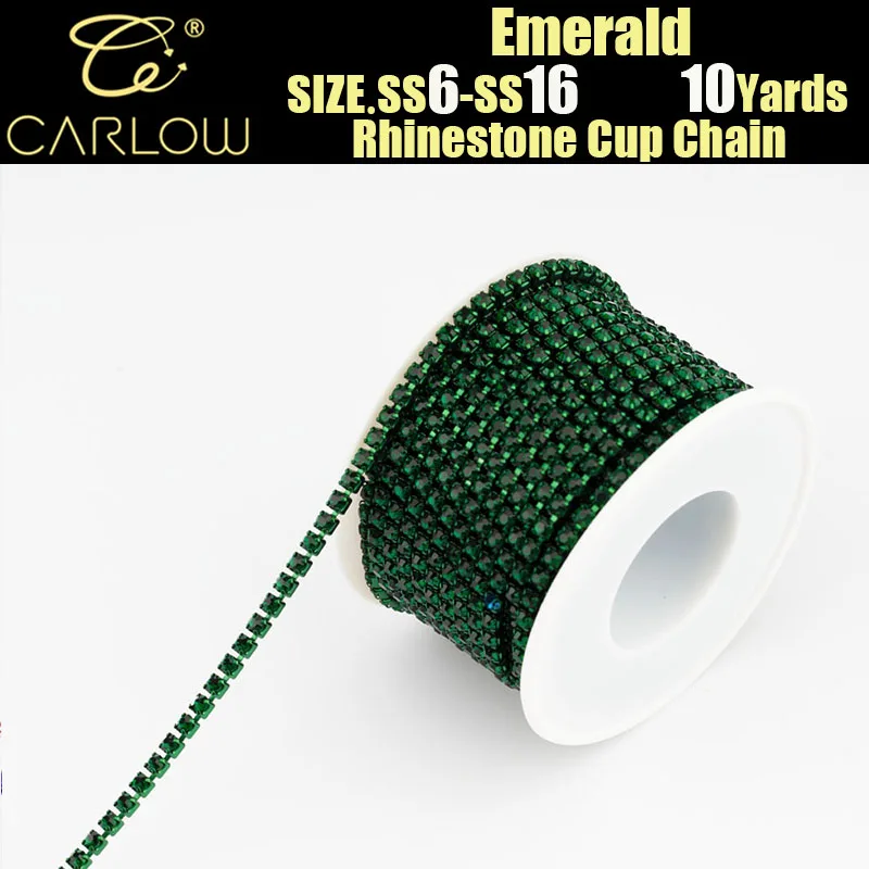 CARLOW High Quality SS8 Brass Emerald Claw Chain Rhinestones 10 Yards Trimming Jewelry Garment Accessories ZL-126