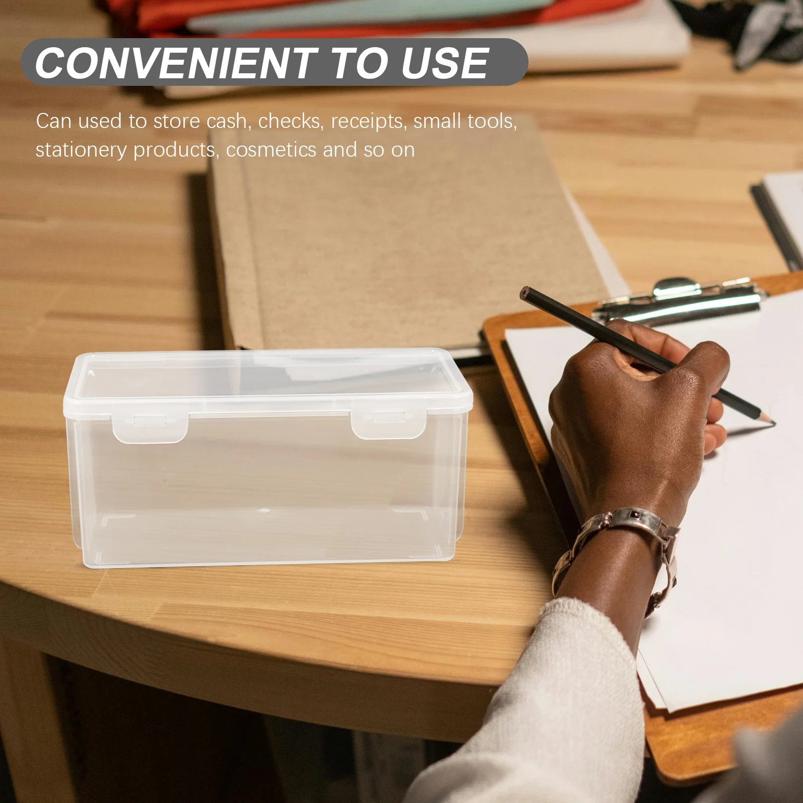 3Pcs Storage Box Clear Plastic Snap-Lid Design Large Capacity for School Office Supplies Organization Kids Pencil Case Craft