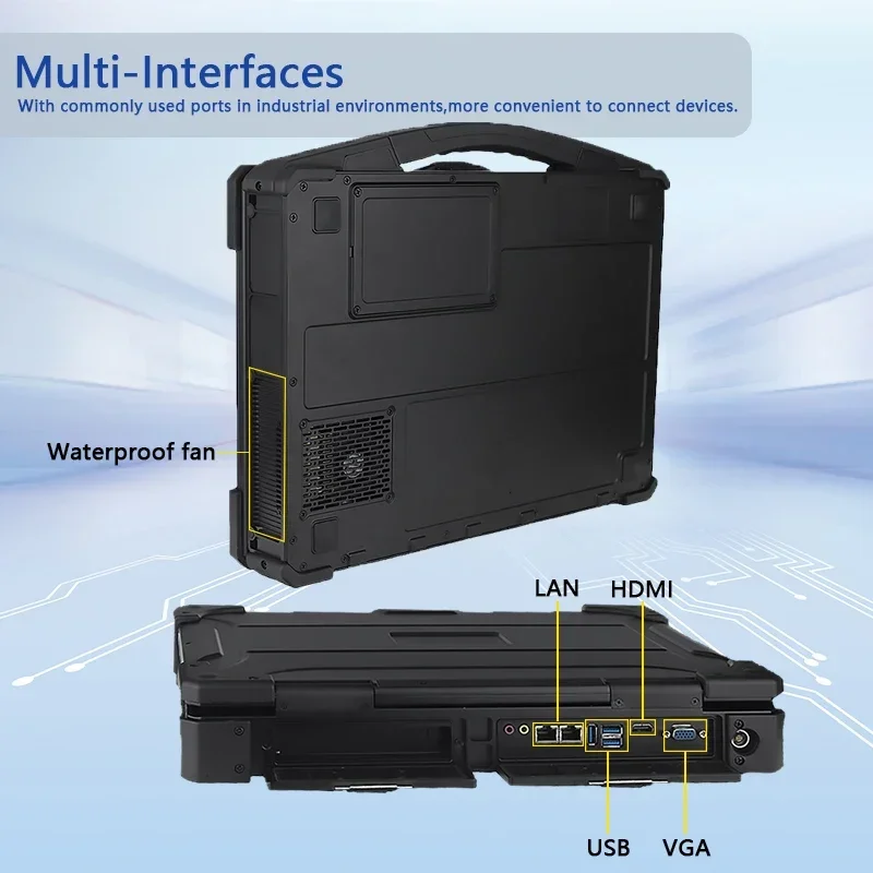 Rugged Type Chassis I3/I5 /I7 CPU Industrial Grade Computer 15.6 Inch TFT LCD Rugged Laptop CNC Al-alloy Speaker Black LCD IPS