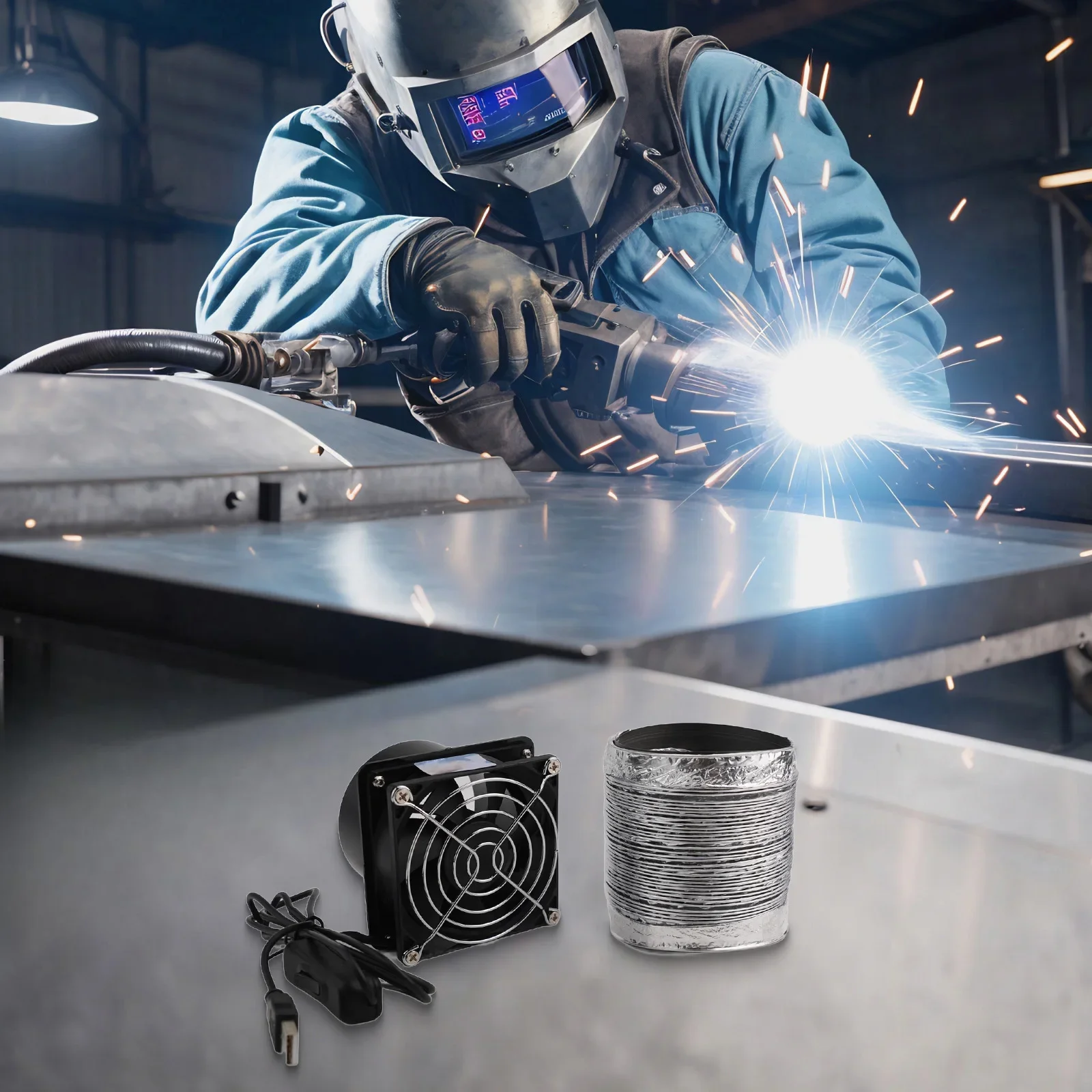 Air Circulation Fan ESD Fume Extractor Efficient Oil Bearings Sturdy And Practical USB Charging 1 Speed Setting