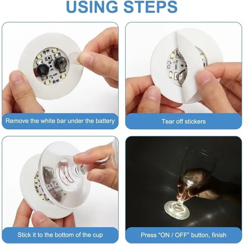 ABYN-Light Up Bar Coaster, RGB LED For Drink Stickers 25Pcs For Drinks, Liquor Bottle Lights view 3