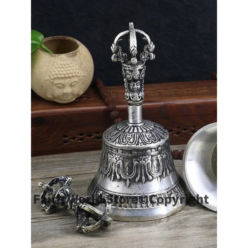 Wholesale Buddhist articles # Practice of Tantric ritual # Tibetan Nepal Buddhism silver Jin Gangchu Vajra buddha vajra bell