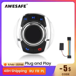 AWESAFE pulsante di controllo del volante Wireless per auto universale per Android Autoradio 8 funzioni chiave forma della tazza con luce a LED