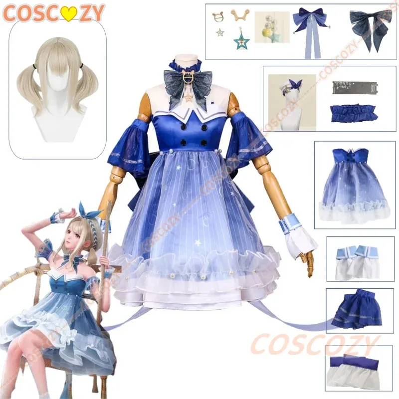 

Game Infinity Nikki Shiny Bubbles Cosplay Costume Wig Lolita Skirt Blue Dress Women Kawaii Halloween Dress-Up Role-Play Outfit