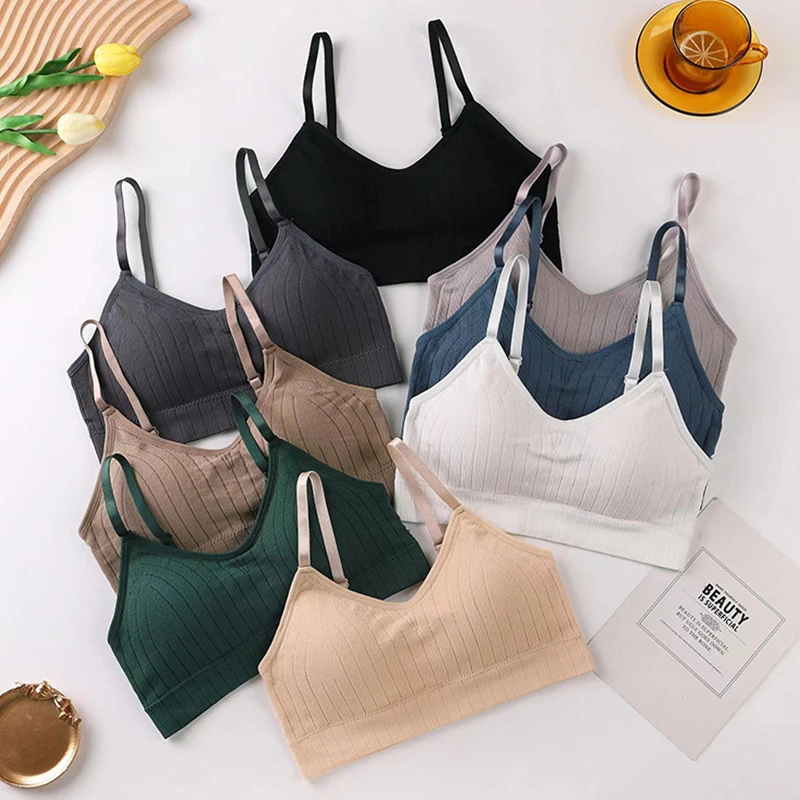 Women Sexy Seamless Sling Thread Beauty Back Female Underwear No Steel Ring Push Up Sports Vest Breathable Wrap-around Thanks