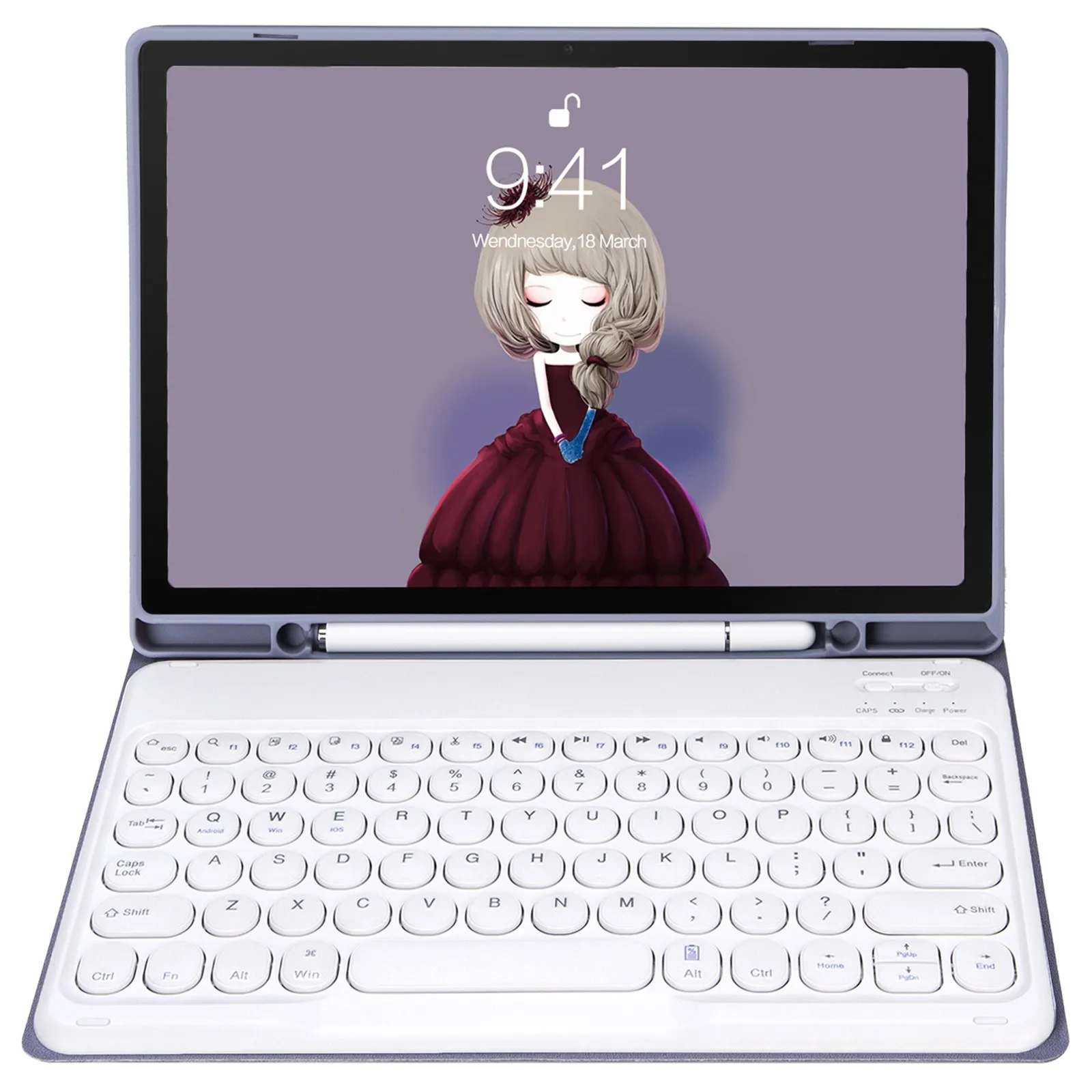 YT07B لجهاز iPad Air (2013) / Air 2 / iPad 9.7-inch (2017) / (2018) / iPad Pro 9.7 بوصة (2016) حافظة واقية مع مفاتيح مستديرة B