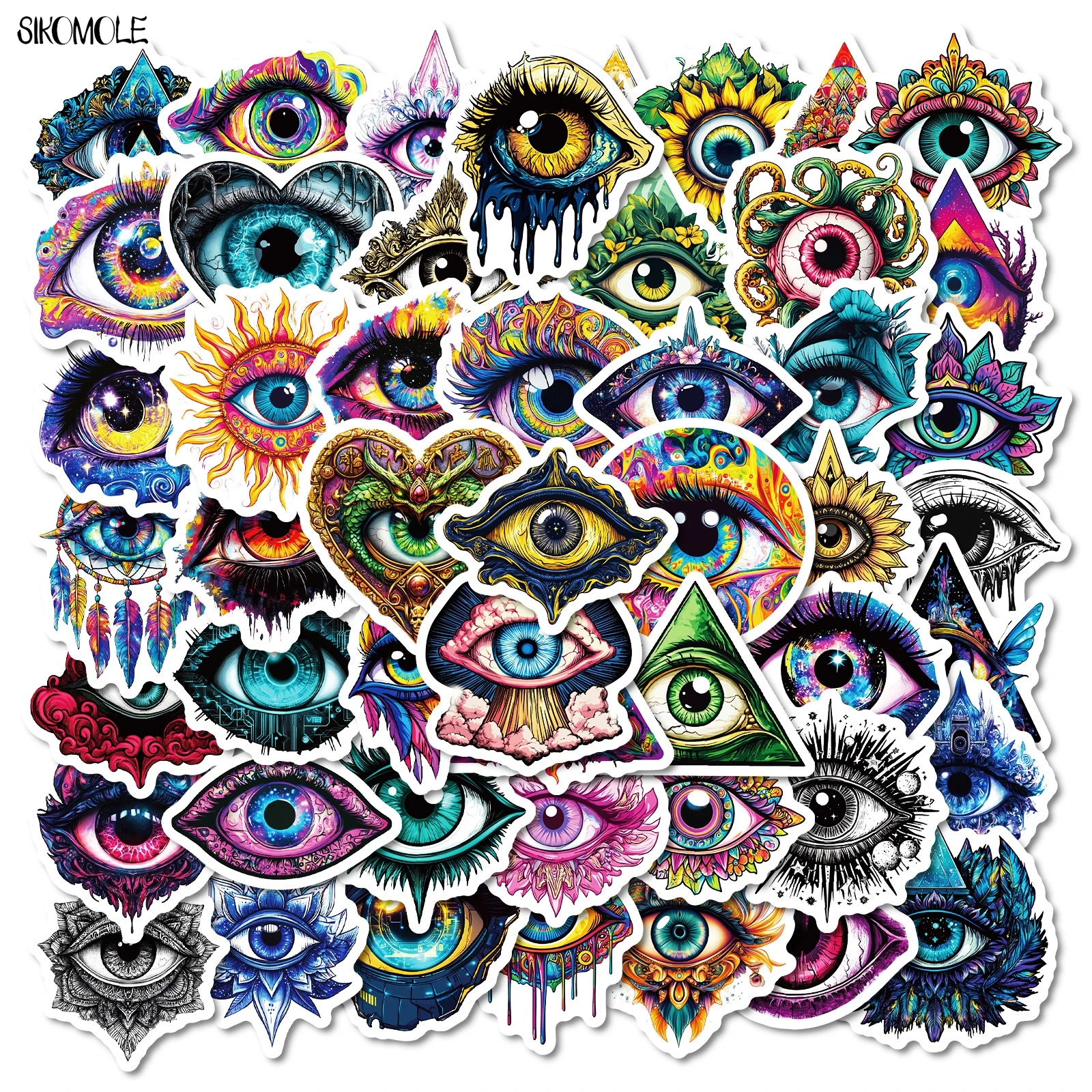10/30/50PCS Creative Devil's Eye Graffiti Stickers Cute Cartoon Evil Aesthetic DIY Kid Travel Luggage Fridge Decal Sticker Pack