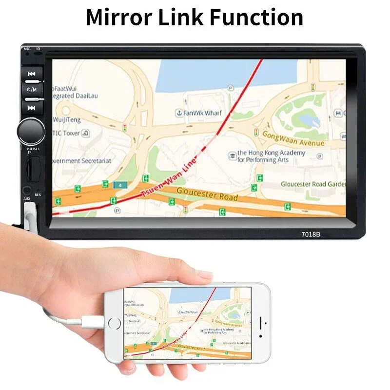 راديو سيارة QueenDer 2 Din - شاشة لمس MP5 مقاس 7 بوصات، وبلوتوث، وFM، ومدخل USB/Aux وكاميرا الرؤية الخلفية #2