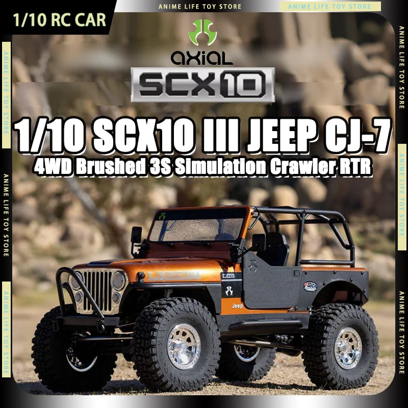 

Радиоуправляемый внедорожный краулер 1/10 Axial SCX10 III Jeep CJ7, имитация электромобиля с коллекторным двигателем 3S, 4WD, для бездорожья, подарок для мальчика
