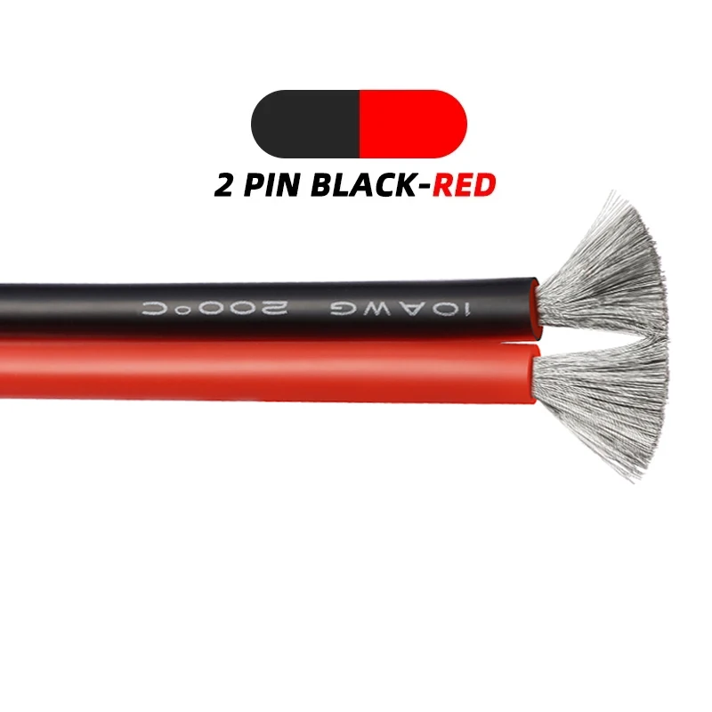 1/2/5m Vertind Koperdraad Siliconen Rubber Kabel Zacht 8 10 12 14 16 18 20 22 24 26 AWG DIY 2 Pins Flexibele LED Lamp Connector - afbeelding 1