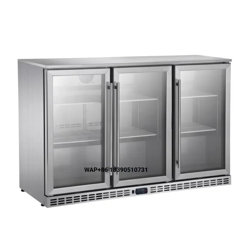 Hotel Mini Bar Fridge 196L Back Bar Cooler Glass Hinge Door Drink Display Built-In Beer Refrigerator