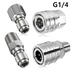 1/4 Inch Pressure Washer Coupler Adapter Set Quick Connect Plug Stainless Steel Male and Female Fittings Hose Accessories