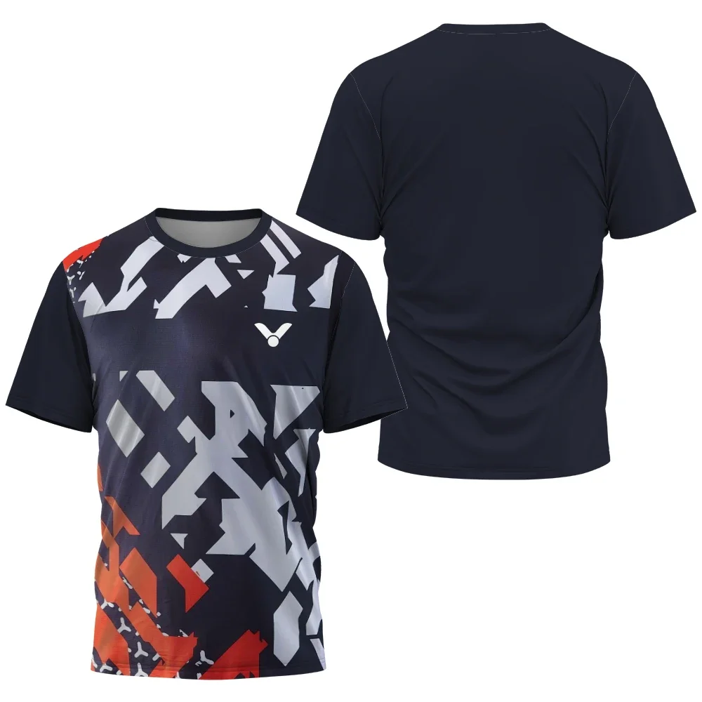 Geometrischer Block 3D-gedrucktes Badminton-Sporttrikot für Herren und Damen, Unisex, schnell trocknend, atmungsaktiv, für Training und Wettkampf, kurzärmeliges Oberteil – Detail 17