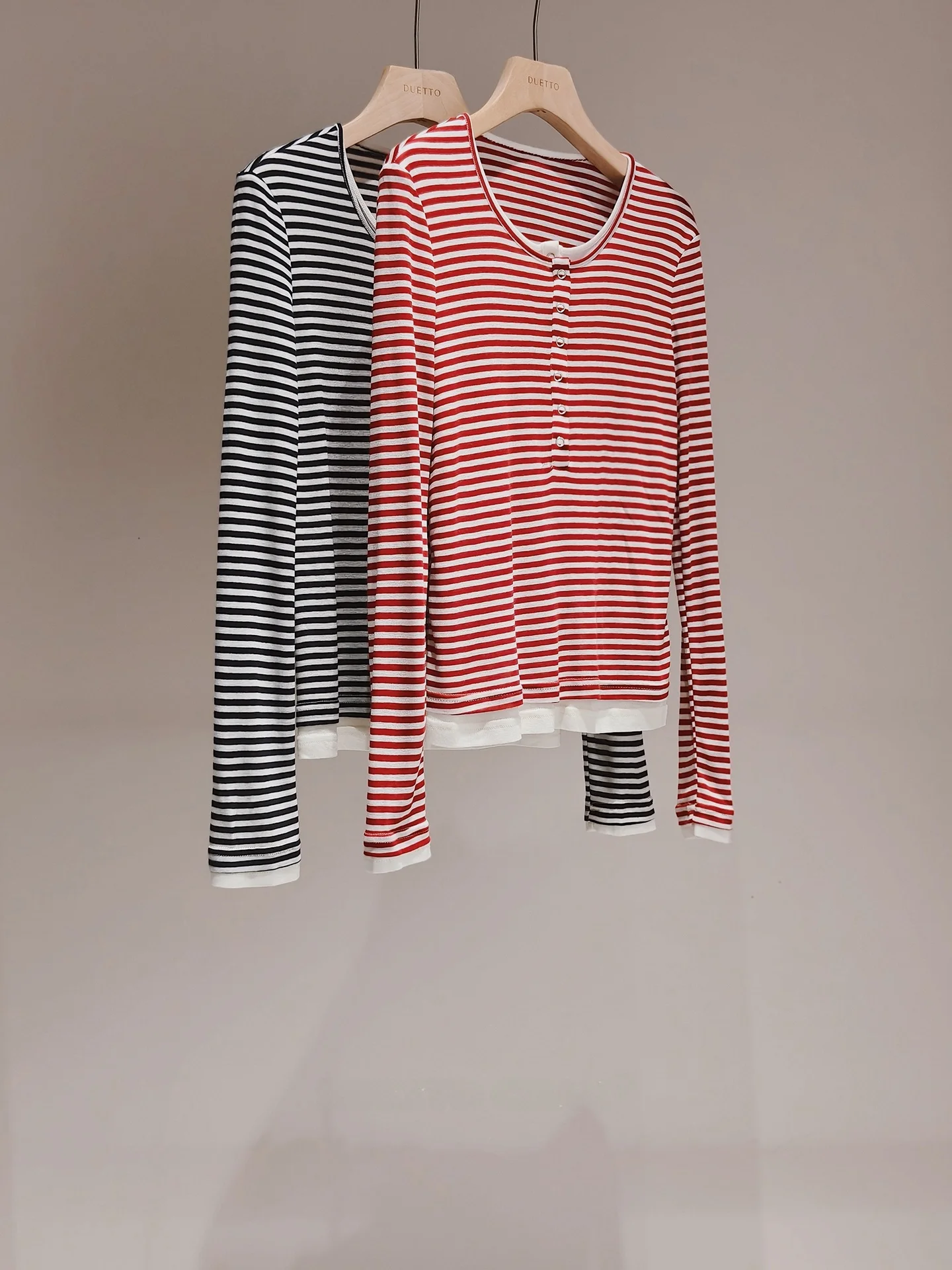 

Женский трикотажный джемпер Duetto из шерсти и лиоцелла в полоску, с круглым вырезом, длинными рукавами, в французском стиле, облегающий, для повседневной носки, дышащий