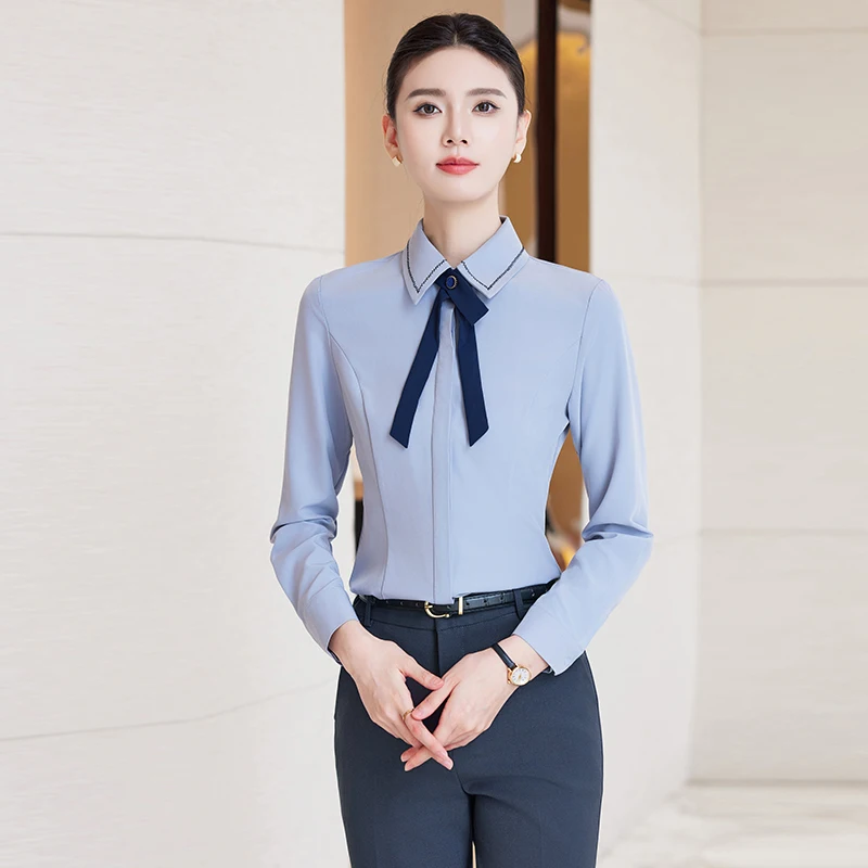 

NAVIU Professional Long Sleeve Chiffon Shirt Women New Elegant Temperament Formal Long Sleeve Slim Blouses Office Lady Work Tops