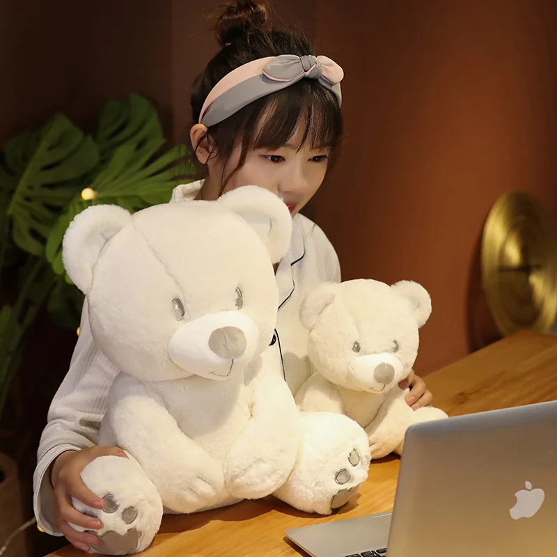 25cm 고품질 화이트 베어 봉제 인형 부드러운 인형 동물 테디 베어 플러시 장난감 소녀 발렌타인 애인 카와이 생일 선물