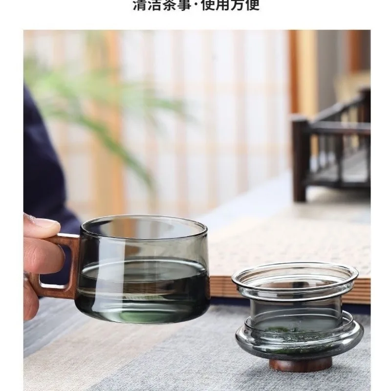 1 قطعة كوب شاي زجاجي مقاوم للحرارة مع مصفاة قابلة للفصل مانعة للتسرب للاستخدام في المكتب والمنزل كوب ماء خالي من مادة BPA #6