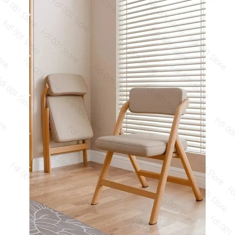 Foldable Solid Wood Backrest Dining Chair Ergonomic Support Comfort Seating for Home Dining Room Use