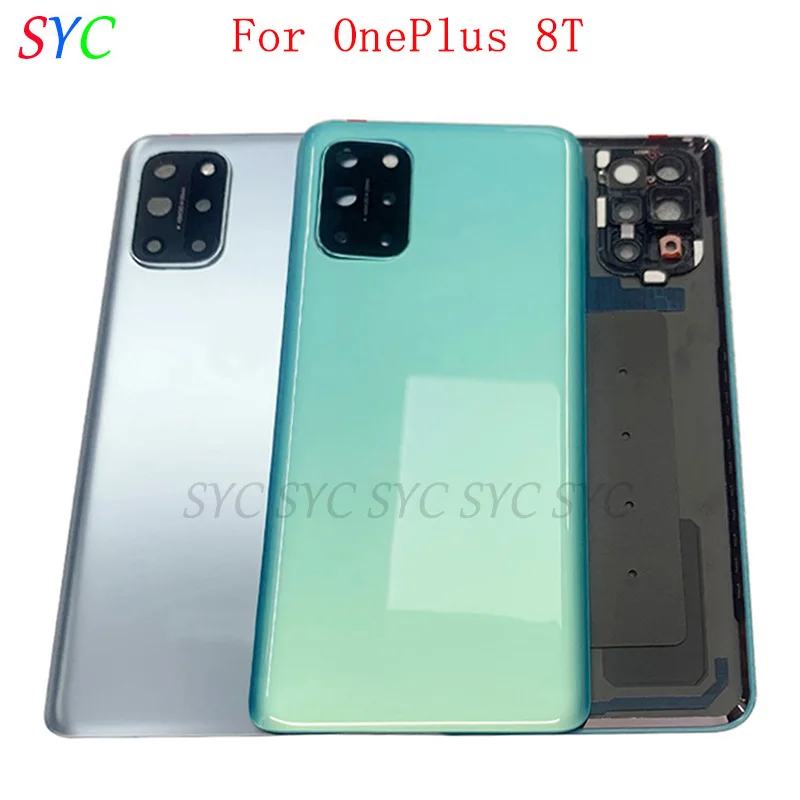 Couvercle de batterie de porte arrière d\'origine avec cadre de caméra, pièces de réparation de logo d\'objectif, boîtier pour OnePlus 8T