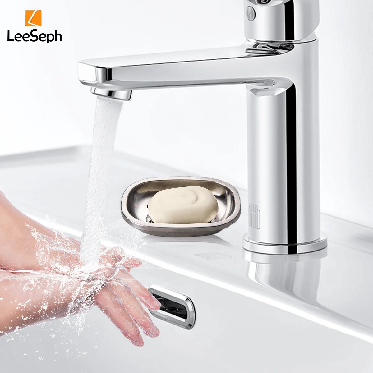 Leeseph Stainless Steel Soap Holder, Soap Dish Tray, Kitchen Bathroom Sink Countertops to Store Soap, Sponges, Scrubbers