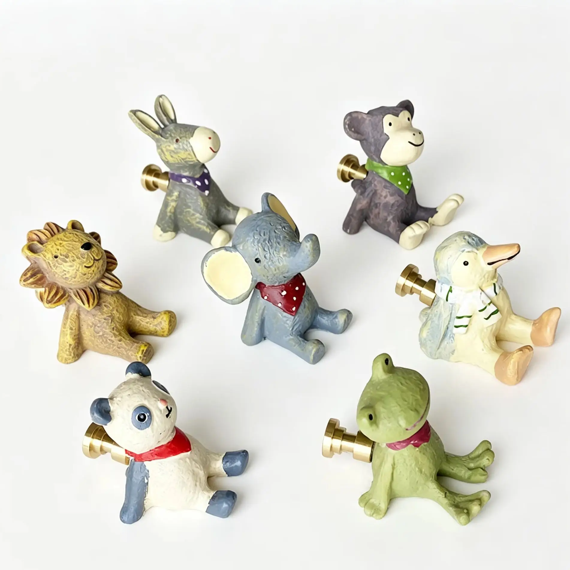 Animal Drawer Knob, Handmade Painting 3D Cute Elephant Frog Lion Cabinet Pull for Furniture Handle for Home Decoration