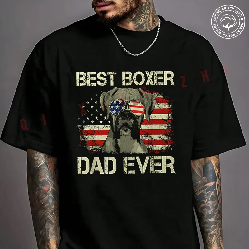 

2026 Men T Shirt Casual Mens Best Boxer Dad Ever Design Motorcycle T-shirt Graphic Cotton Motorbike Biker Cafe Racer Chopper Tee